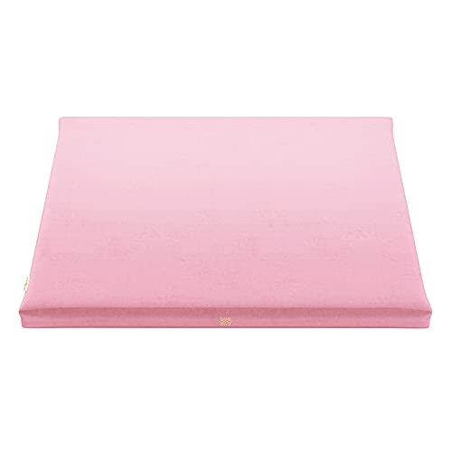 Mindful Modern Velvet Zabuton Meditation Mat | Large Rectangular Yoga Floor Cushion Pillow for Kneeling or Sitting Support | Removable Washable Cover | Perfect Zafu or Bench Complement | Color Pink - Image 1