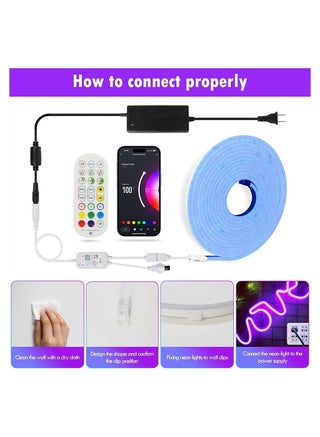 شريط نيون ذكي، شريط نيون مخصص DIY متصل بالواي فاي، طول 3 أمتار مع تحكم عبر التطبيق ومزامنة الموسيقى، متصل بتنشيط الصوت عبر جوجل، مناسب لتزيين غرفة النوم، غرفة المعيشة، وزاوية الألعاب. - view 5