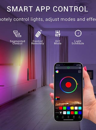 شريط نيون ذكي، شريط نيون مخصص DIY متصل بالواي فاي، طول 3 أمتار مع تحكم عبر التطبيق ومزامنة الموسيقى، متصل بتنشيط الصوت عبر جوجل، مناسب لتزيين غرفة النوم، غرفة المعيشة، وزاوية الألعاب. - view 3