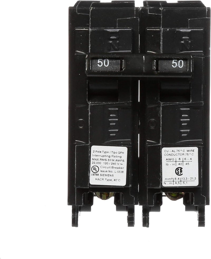 SIEMENS SIEMENS Q250H 50Amp Double Pole 22kA Type QPH Circuit Breaker 240 Volts  - Image 2