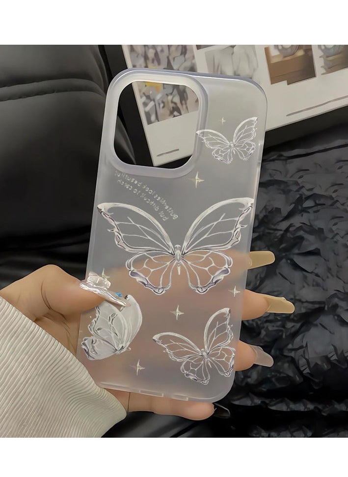 Generic - Simple iPhone 11 series transparent hollow silicone frosted material butterfly phone case, specially designed for women and girls - Image 1