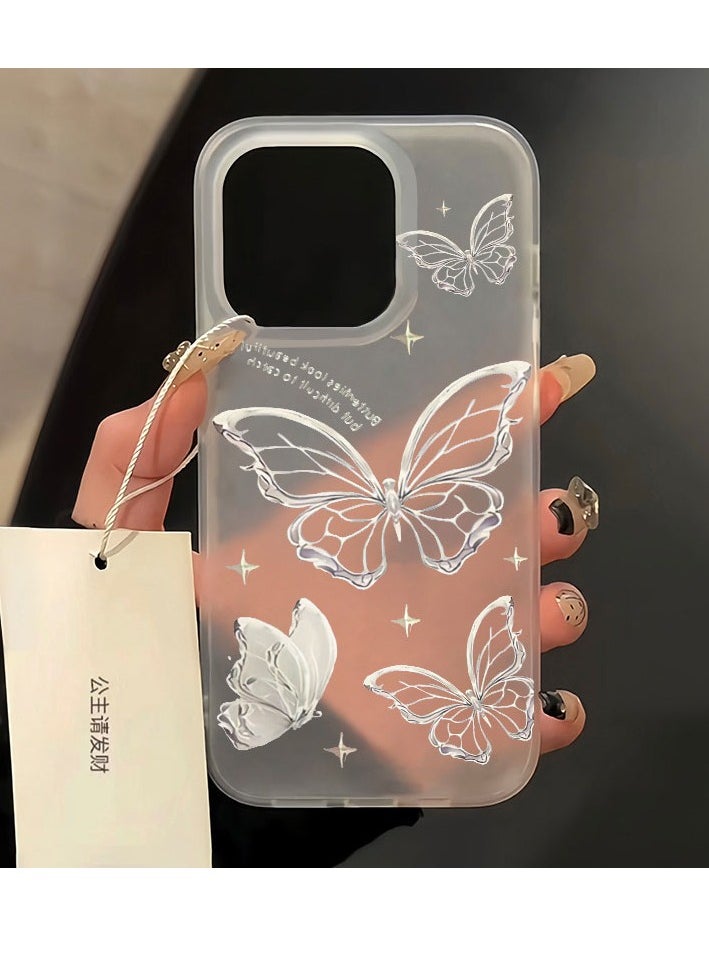 Generic - Simple iPhone 11 series transparent hollow silicone frosted material butterfly phone case, specially designed for women and girls - Image 1