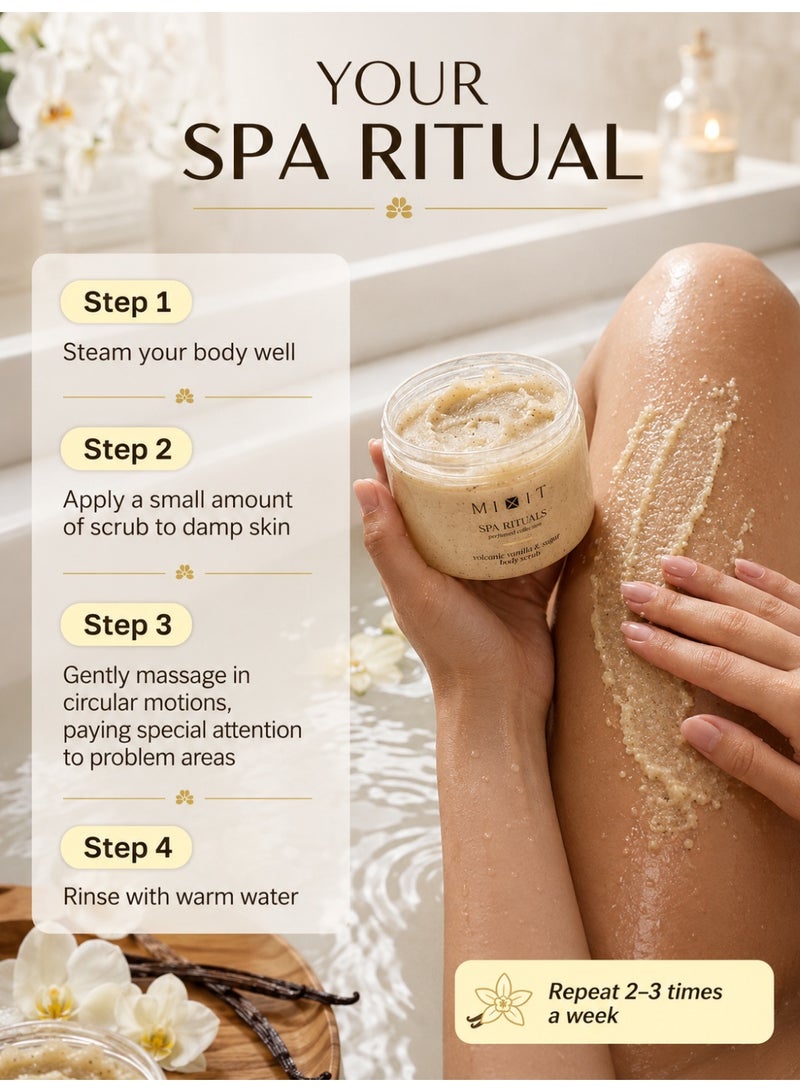 MIXIT Spa Rituals Volcanic Vanilla & Sugar Smoothing Body Scrub, Exfoliating Detox Scrub, 300g - Image 3