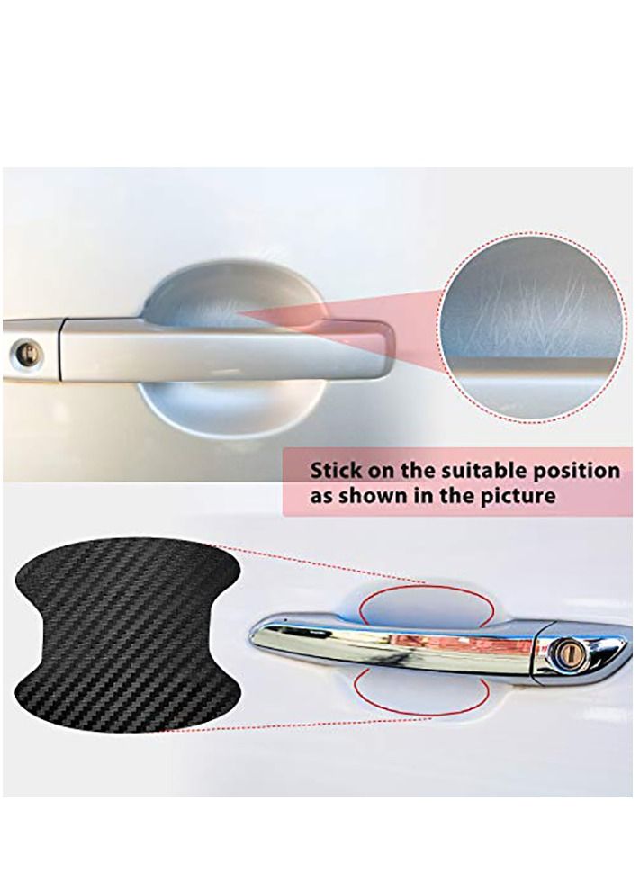 Car Door Handle Cup Protector, Universal 3D Carbon Fiber Car Door Handle Paint Guard, Side Sticker, Prevent Paint Chipping, Auto Door Handle Scratch Cover Guard Protective Film 16 Pieces