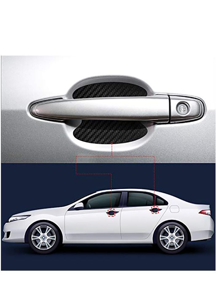 Car Door Handle Cup Protector, Universal 3D Carbon Fiber Car Door Handle Paint Guard, Side Sticker, Prevent Paint Chipping, Auto Door Handle Scratch Cover Guard Protective Film 16 Pieces
