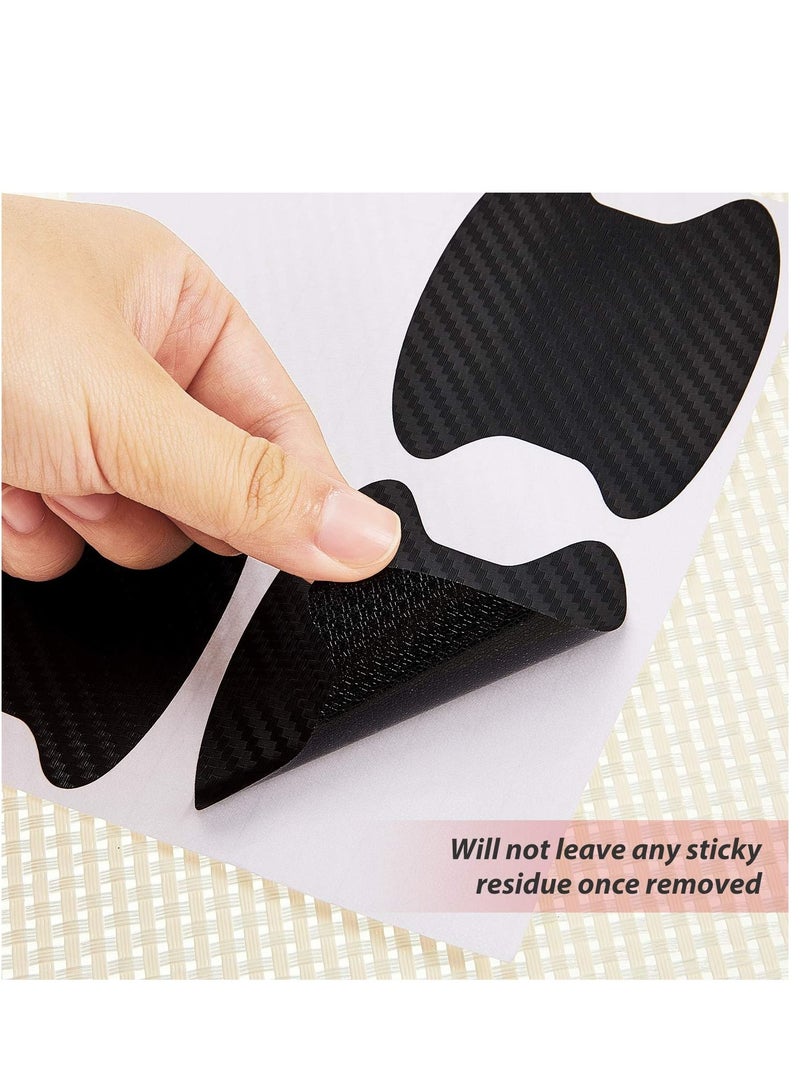 Car Door Handle Cup Protector, Universal 3D Carbon Fiber Car Door Handle Paint Guard, Side Sticker, Prevent Paint Chipping, Auto Door Handle Scratch Cover Guard Protective Film 16 Pieces
