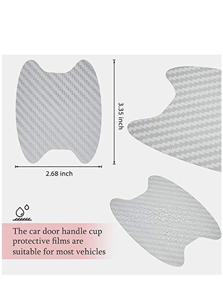 Car Door Handle Cup Protector, Universal 3D Carbon Fiber Car Door Handle Paint Guard, Side Sticker, Prevent Paint Chipping, Auto Door Handle Scratch Cover Guard Protective Film 16 Pieces