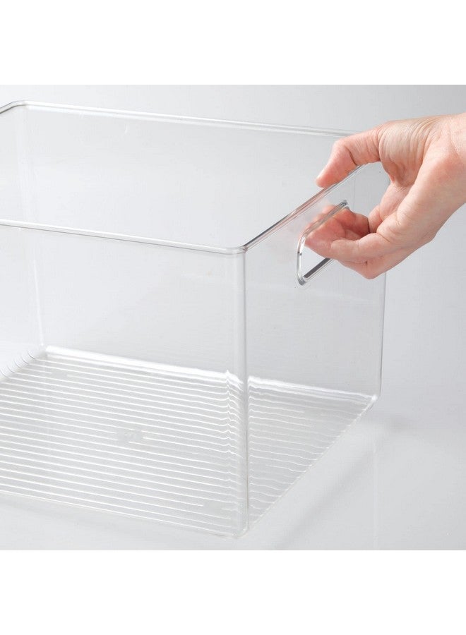 mDesign Plastic Storage Organizer Container Bin for Kitchen Organization in Pantry, Cabinet, Countertop Fridge, Refrigerator, and Freezer - Hold Food, Drink, or Snacks, Ligne Collection, 2 Pack, Clear - Image 5