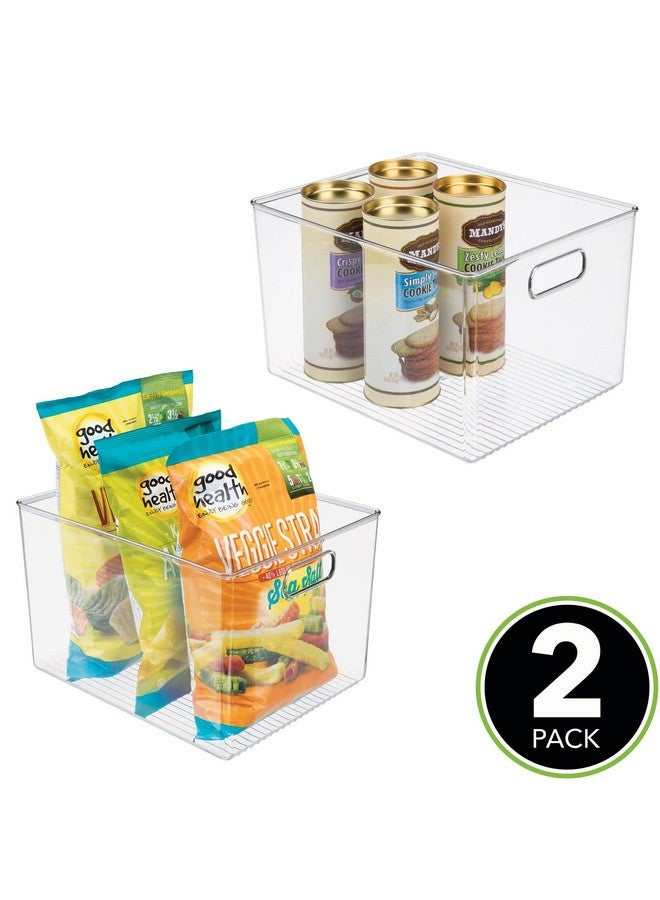 mDesign Plastic Storage Organizer Container Bin for Kitchen Organization in Pantry, Cabinet, Countertop Fridge, Refrigerator, and Freezer - Hold Food, Drink, or Snacks, Ligne Collection, 2 Pack, Clear - Image 3