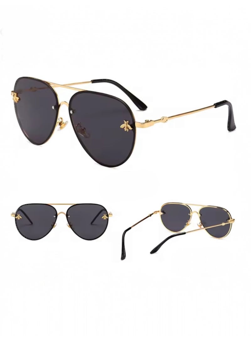Bee Line Elegant & High Quality Women's Sunglasses Decorated With Gold Bee In Corners - Image 3