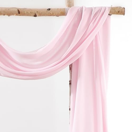 PARTISKY Wedding Arch Draping Fabric 1 Panel 18Ft Blush Chiffon Fabric Drapes Arbor Drapery for Wedding Ceremony Reception Swag Decorations - Image 3