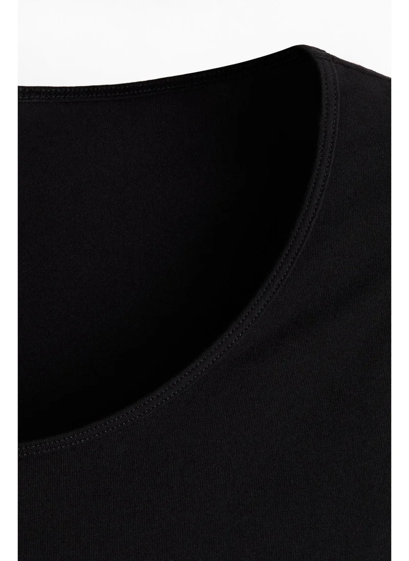 H&M Cropped scoop-neck T-shirt
