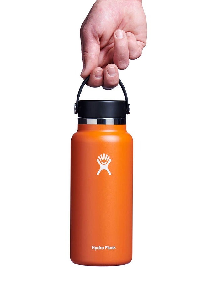 هايدرو فلاسك زجاجة مياه قابلة لإعادة الاستخدام من الفولاذ المقاوم للصدأ ذات فتحة واسعة مع غطاء مرن - معزولة بالفراغ، آمنة للاستخدام في غسالة الأطباق، وغير سامة - Image 2