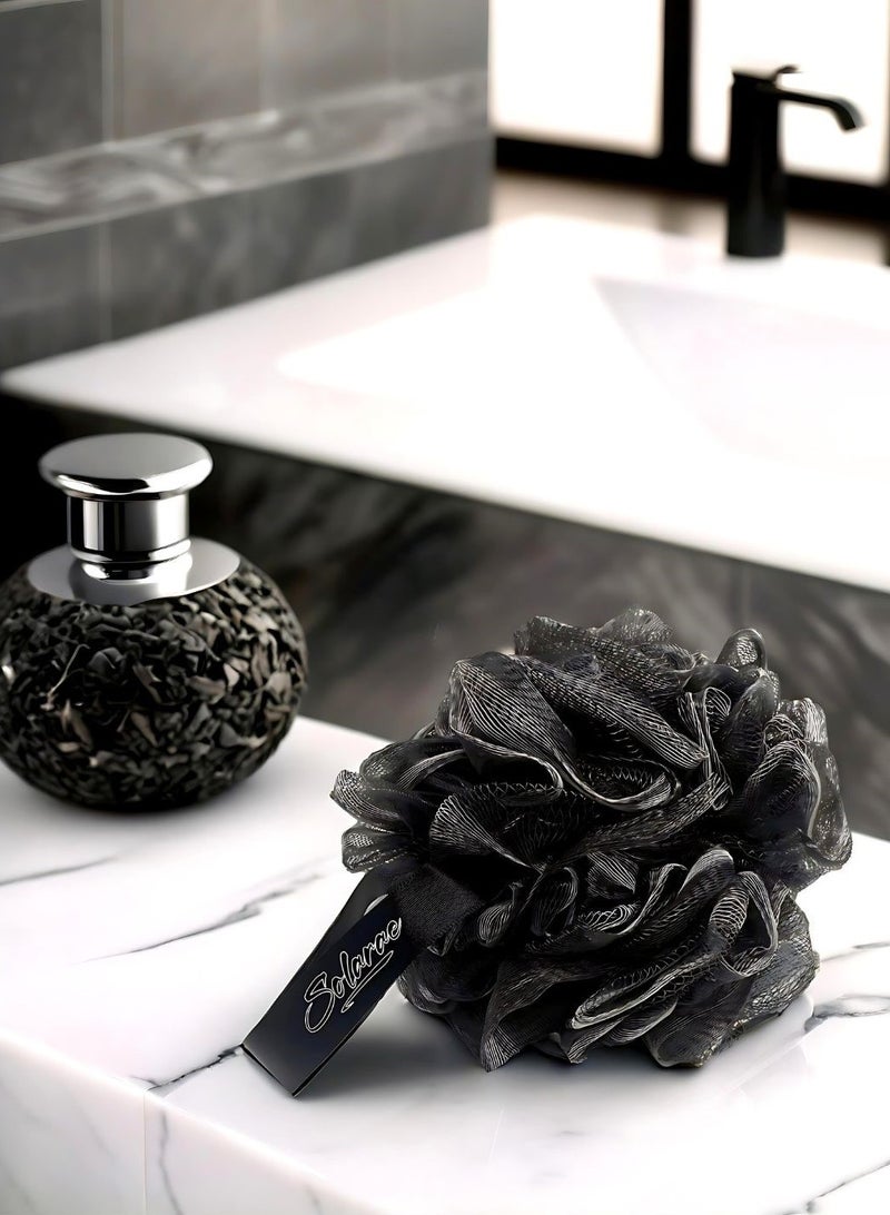 SOLARAE Charcoal Infused Scalp Brush soft Silicone Bristles and Bath Loofah Sponge Scrubber Exfoliator,  Body & Scalp Washing Scrubber for all Hair Types (BLACK) - Image 3