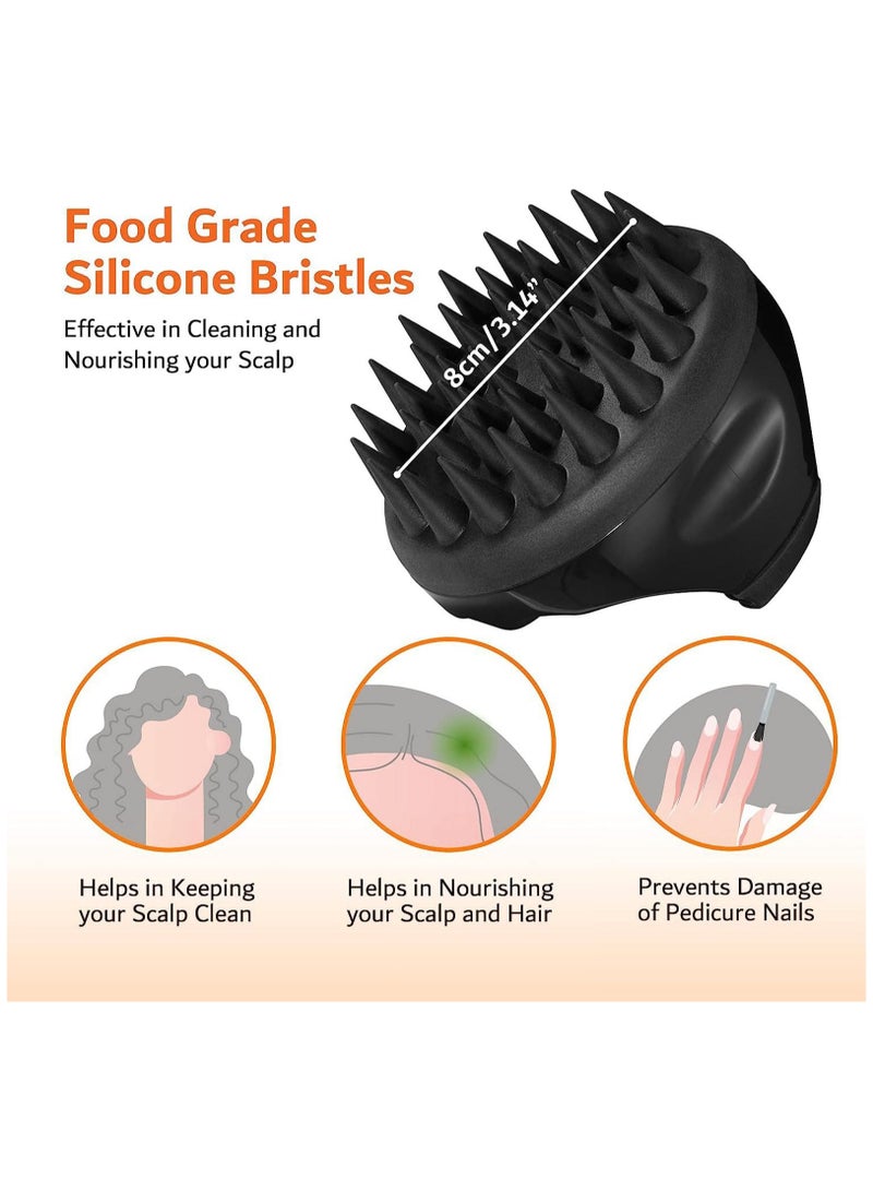 SOLARAE Charcoal Infused Scalp Brush soft Silicone Bristles and Bath Loofah Sponge Scrubber Exfoliator,  Body & Scalp Washing Scrubber for all Hair Types (BLACK) - Image 5