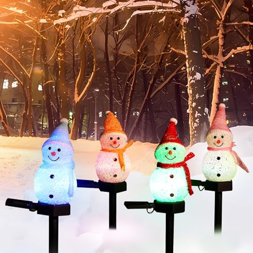 MLKNK Outdoor Christmas Decorations 2025Christmas Light Stakes for YardSnowman Solar LightsSnowman Christmas Ornaments for Yard Garden Lawn Landscape Patio Walkway Decor - Image 1