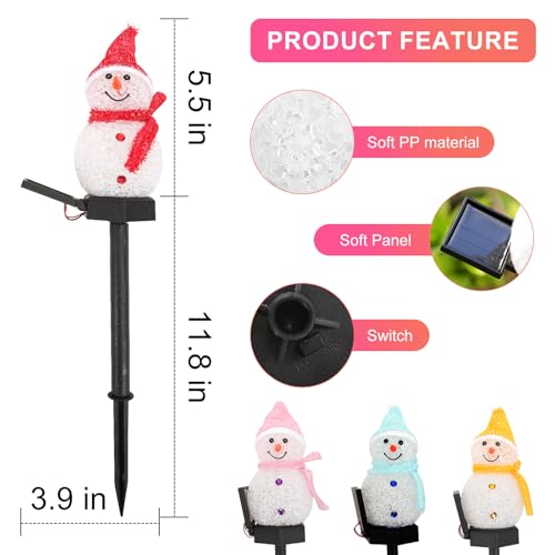 MLKNK Outdoor Christmas Decorations 2025Christmas Light Stakes for YardSnowman Solar LightsSnowman Christmas Ornaments for Yard Garden Lawn Landscape Patio Walkway Decor - Image 3