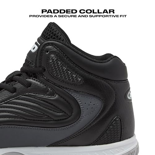 AND1 Pulse 3.0 Basketball Shoes for Men, Indoor or Outdoor, Street or Court Basketball Sneakers Men - Black, Red, or White - Black/White/Light Grey, 9.5 Medium - Image 3
