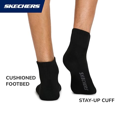 Skechers Men's 10-Pack Half Terry Classic Quarter Crew Socks, Comfort-Fit & Cushioned Footbed - Image 4