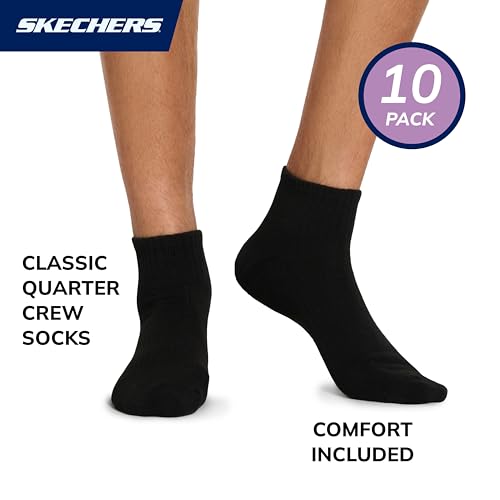 Skechers Men's 10-Pack Half Terry Classic Quarter Crew Socks, Comfort-Fit & Cushioned Footbed - Image 2