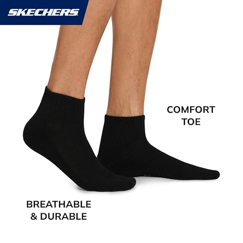 Skechers Men's 10-Pack Half Terry Classic Quarter Crew Socks, Comfort-Fit & Cushioned Footbed - Image 3