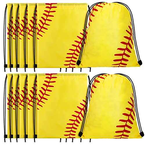 Shappy 12 Pcs 17 Inch Softball Style Drawstring Bag Sports Ball Backpack Drawstring Sack Cinch Bags for Team Gift Party Favors - Image 1