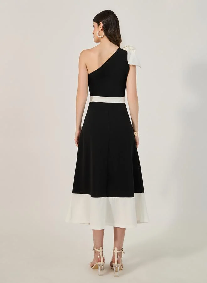 Styli Asymmetric Belted Dress