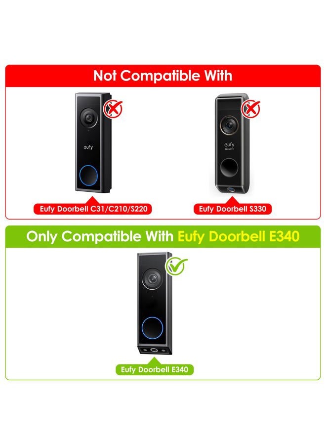 Annkoifu حامل جرس باب لاصق بدون حفر لجهاز Eufy Doorbell E340 / Wyze Duo Cam Doorbell، حامل تركيب الباب لجهاز Eufy E340، لا يحجب مستشعر الحركة، حامل كاميرا مضاد للسرقة لكاميرا جرس باب Wyze - Image 2