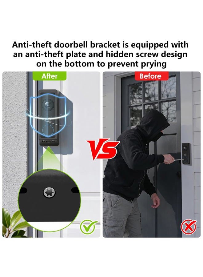 Annkoifu حامل جرس باب لاصق بدون حفر لجهاز Eufy Doorbell E340 / Wyze Duo Cam Doorbell، حامل تركيب الباب لجهاز Eufy E340، لا يحجب مستشعر الحركة، حامل كاميرا مضاد للسرقة لكاميرا جرس باب Wyze - Image 3