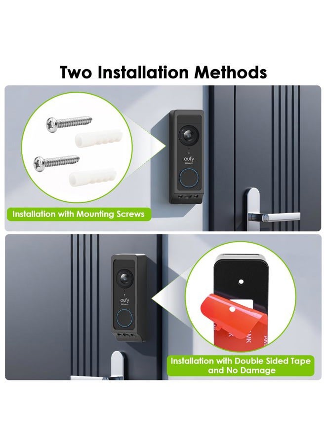 Annkoifu حامل جرس باب لاصق بدون حفر لجهاز Eufy Doorbell E340 / Wyze Duo Cam Doorbell، حامل تركيب الباب لجهاز Eufy E340، لا يحجب مستشعر الحركة، حامل كاميرا مضاد للسرقة لكاميرا جرس باب Wyze - Image 4