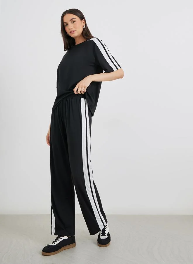 Take Two Take Two Side Striped Panel Regular T-Shirt and Joggers Co-Ords