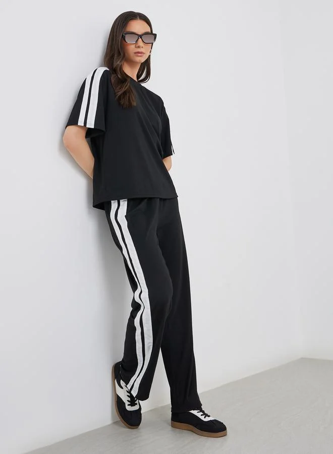 Take Two Take Two Side Striped Panel Regular T-Shirt and Joggers Co-Ords