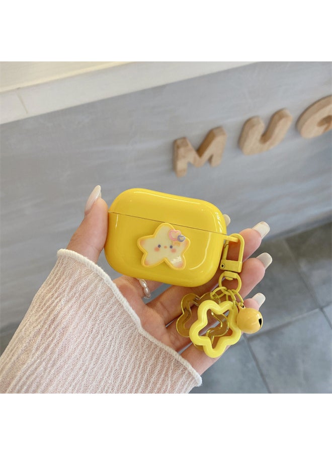 Generic - For AirPods 4 Headphone Set Cartoon Diy Doll Pendant Apple 1/2 Generation/pro2 Bluetooth Soft Case Bracelet-Color:Yellow Soft Shell + Pendant-yellow Stars-Model:Airpods Pro (protective Case) - Image 1