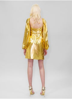 BITOLIA GALLERY Short Shiny Gold Stretch Dress  - Image 2