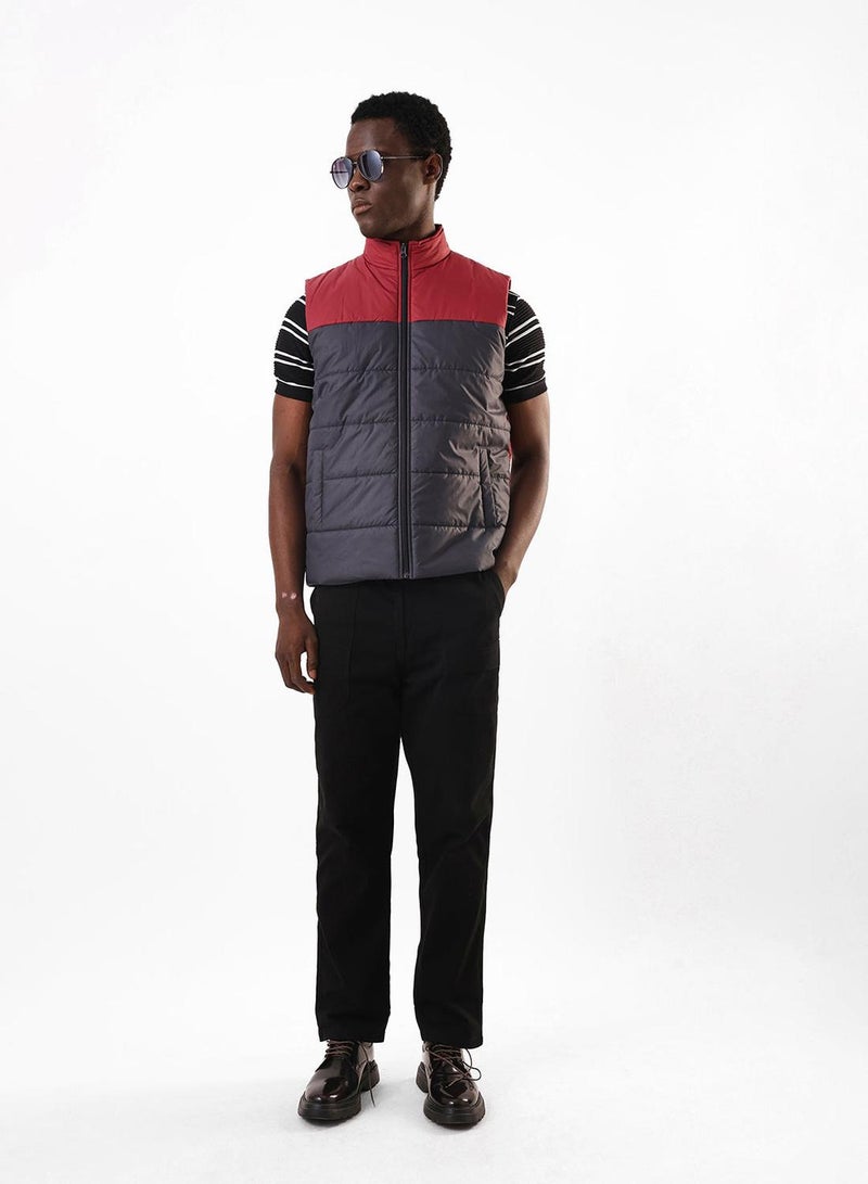 Dennis Lingo Men's Maroon & Navy 100% Polyester Gilet Regular Fit Jacket - Image 5