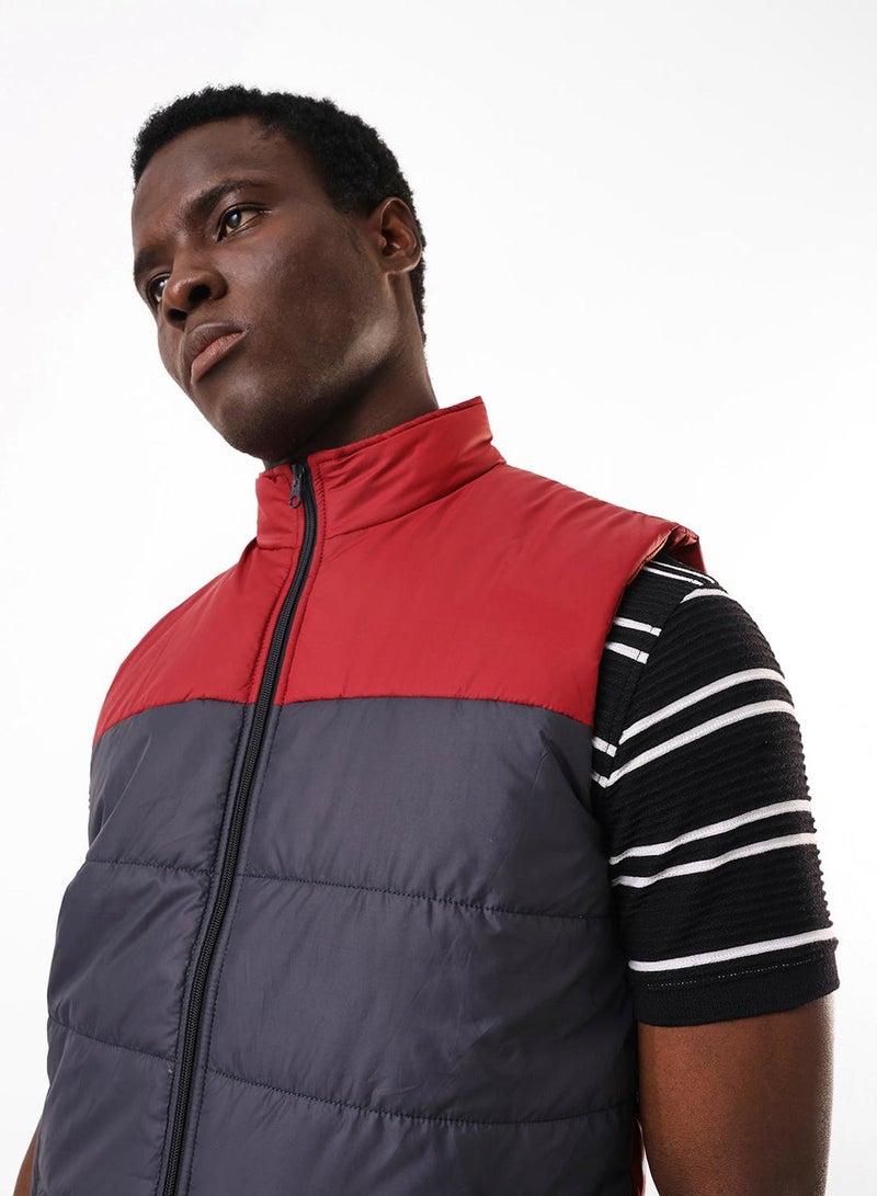 Dennis Lingo Men's Maroon & Navy 100% Polyester Gilet Regular Fit Jacket - Image 4