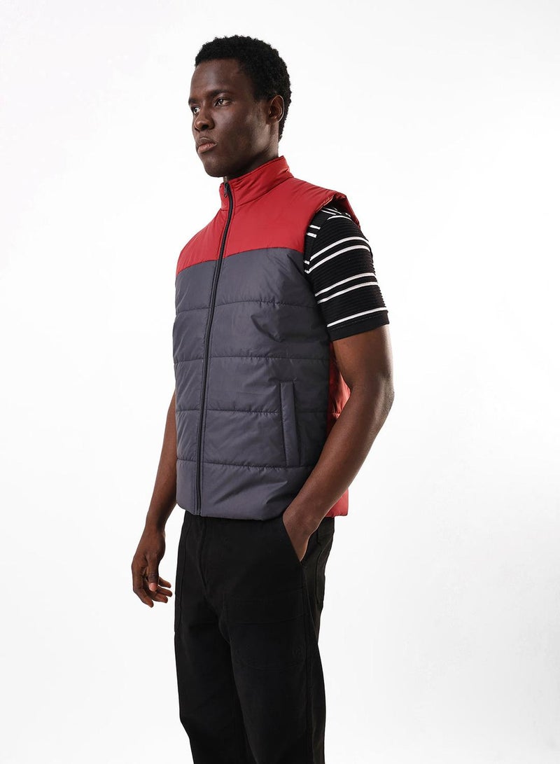 Dennis Lingo Men's Maroon & Navy 100% Polyester Gilet Regular Fit Jacket - Image 2