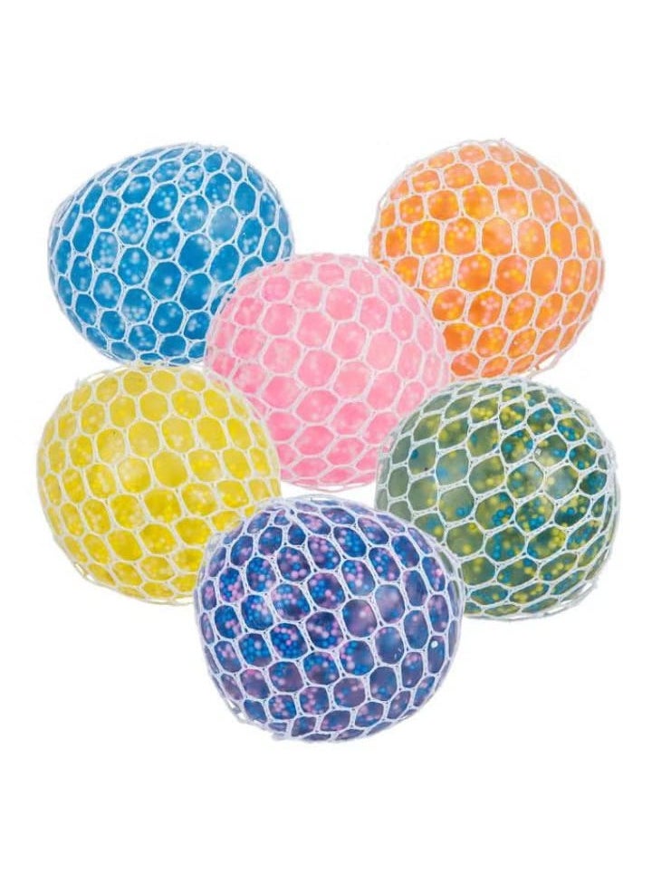 Generic Muzili Multicolor Mesh Balls, Soft and Sticky Beads, Stress, Anxiety, Tension Relief, Hand Muscle Therapy, Squishy Bouncy Toy, Sensory Stress Ball, Party Favor Game Prizes - 2.75 Inch, Assorted 6 Pack/Set 