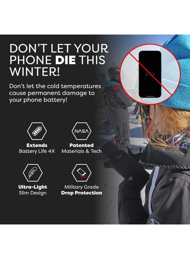 PHOOZY XP3 Thermal Phone Case with Patented Chromium Barrier - Insulated Pouch Extends Battery Life 4X in Cold Weather - Military-Grade Protection for Skiers and Snowboarders - Large Black - Image 2