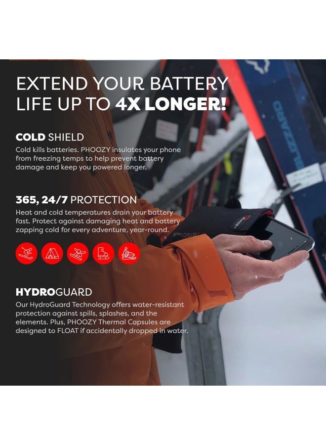 PHOOZY XP3 Thermal Phone Case with Patented Chromium Barrier - Insulated Pouch Extends Battery Life 4X in Cold Weather - Military-Grade Protection for Skiers and Snowboarders - Large Black - Image 3