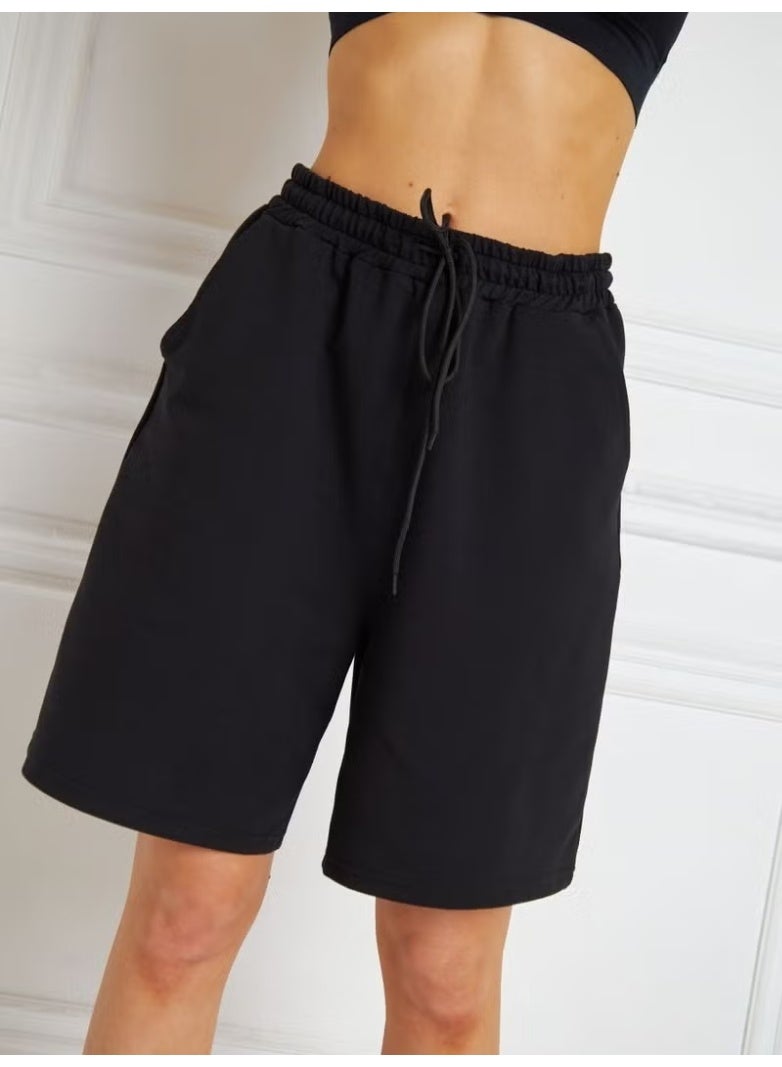 Mistirik Women's Sports Shorts Cycling Shorts Comfortable Loose Cut Wide Size Shorts Casual Shorts Sports Shorts Black Color - Image 1