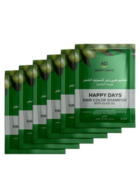 شامبو صبغة شعر بزيت الزيتون اسود 6 قطعة