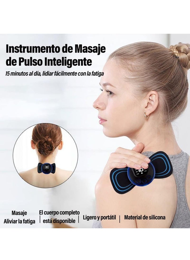 HW Mini Electric Neck Massager - EMS Muscle Stimulator Massage Pad for Pressure Relief - Portable Adjustable Frequency Massager 8 Modes (5 Pieces Replaceable & Rechargeable Type)  - Image 5