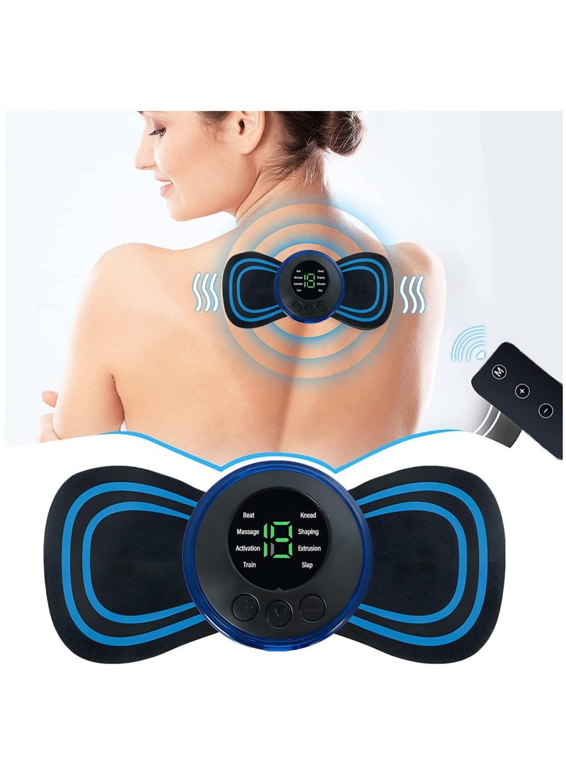 HW Mini Electric Neck Massager - EMS Muscle Stimulator Massage Pad for Pressure Relief - Portable Adjustable Frequency Massager 8 Modes (5 Pieces Replaceable & Rechargeable Type)  - Image 1