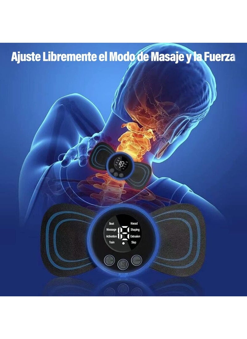 HW Mini Electric Neck Massager - EMS Muscle Stimulator Massage Pad for Pressure Relief - Portable Adjustable Frequency Massager 8 Modes (5 Pieces Replaceable & Rechargeable Type)  - Image 3