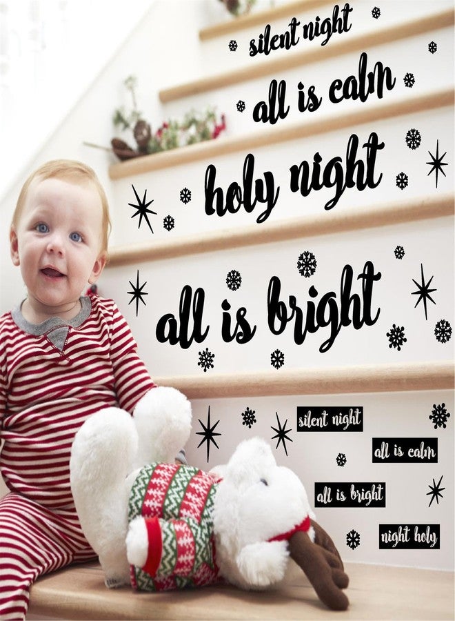 Kazova Christmas Quote Wall Stickers Vinyl All is Calm All is Bright Christmas Wall Stickers Removable Floor Stairs Decals Xmas Phrase Decals Silent Night Holy Night Holiday Decorations - Image 2