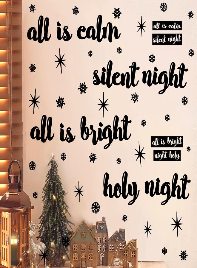 Kazova Christmas Quote Wall Stickers Vinyl All is Calm All is Bright Christmas Wall Stickers Removable Floor Stairs Decals Xmas Phrase Decals Silent Night Holy Night Holiday Decorations - Image 1