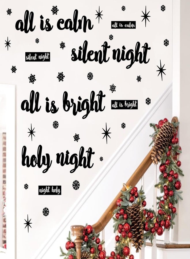 Kazova Christmas Quote Wall Stickers Vinyl All is Calm All is Bright Christmas Wall Stickers Removable Floor Stairs Decals Xmas Phrase Decals Silent Night Holy Night Holiday Decorations - Image 3