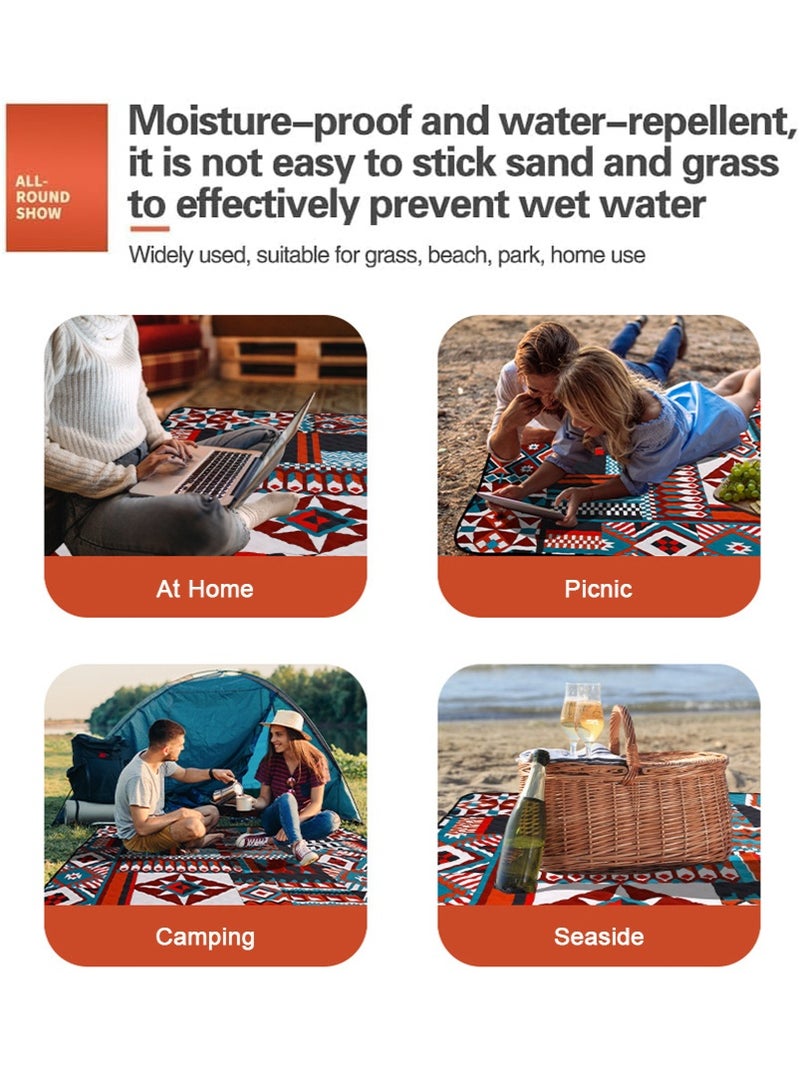 تابيت 2mx2m كبيرة مقاومة للماء نزهة حصيرة ، بطانية نزهة قابلة للطي والمحمولة للتخييم في الهواء الطلق ، ثلاث طبقات سميكة مقاومة للرطوبة التخييم حصيرة للعائلة ، مثالية للشاطئ ، الحديقة ، العشب ، السفر - Image 4