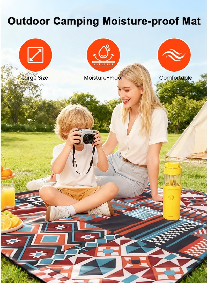 تابيت 2mx2m كبيرة مقاومة للماء نزهة حصيرة ، بطانية نزهة قابلة للطي والمحمولة للتخييم في الهواء الطلق ، ثلاث طبقات سميكة مقاومة للرطوبة التخييم حصيرة للعائلة ، مثالية للشاطئ ، الحديقة ، العشب ، السفر - Image 2